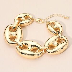 Puffy Metal Mariner Link Statement Bracelet